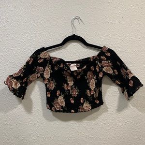 Floral Off the Shoulder Crop Top Size S